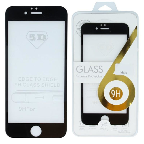 iPhone 6 / iPhone 6s - 5D helskärm Härdat Glas - Svart Ram Transparent