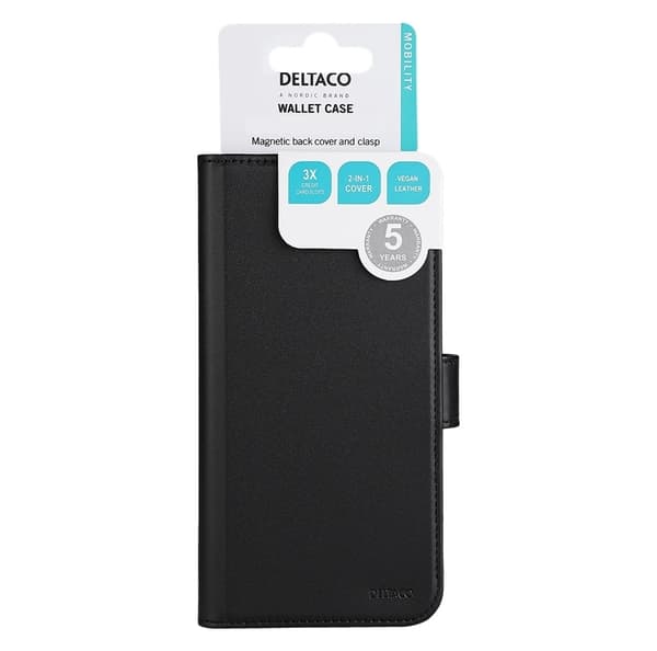iPhone 12 Pro Max - DELTACO Ekoläder 2-i-1 Löstagbart Plånboksfodral Svart Svart