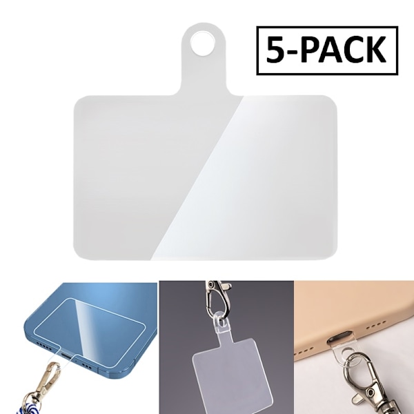 Universal 5-Pack Strap insert / bandinsats för mobilskal, nackremsinsats Transparent