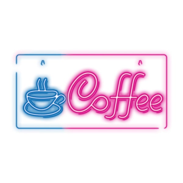 Neon PLEXI LED COFFEE Batteri + USB Forever Light Blå rosa multifärg