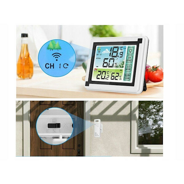 Trådlös väderstation, hygrometer, termometersond Vit