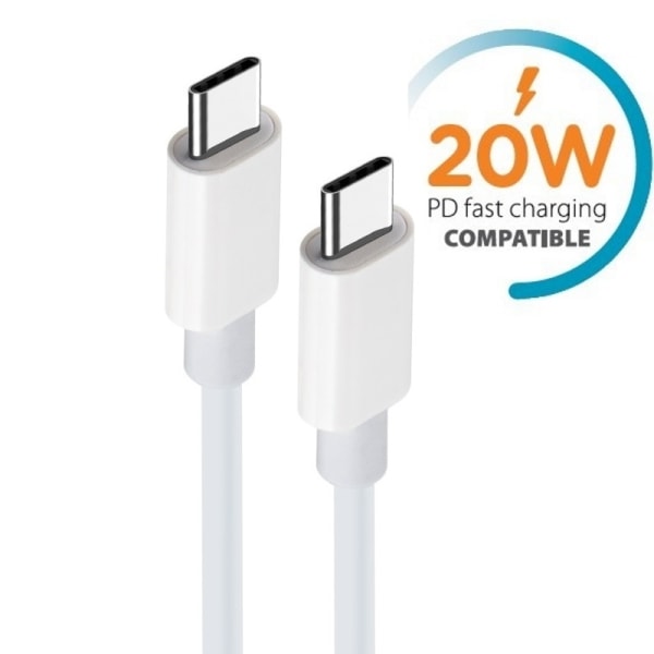 20W Snabbladdning USB-C To USB-C PD kabel Samsung, iPhone15 - 2m Vit