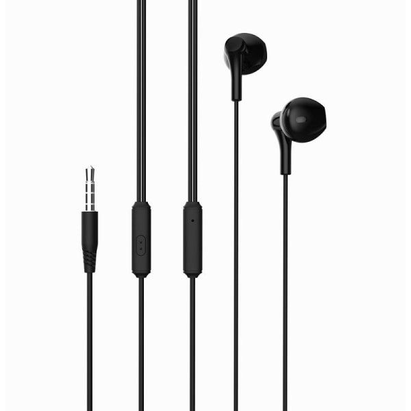 In-Ear Hörlurar med mikrofon 3,5mm Kontakt iPhone, Samsung Svart
