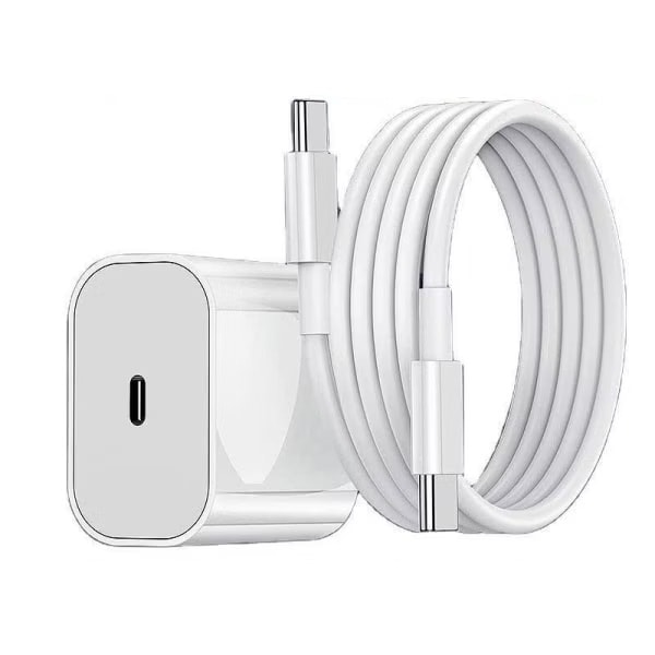 20W Snabbladdare för iPhone 15 / iPhone 16, Samsung med USB-C till USB-C Kabel Vit