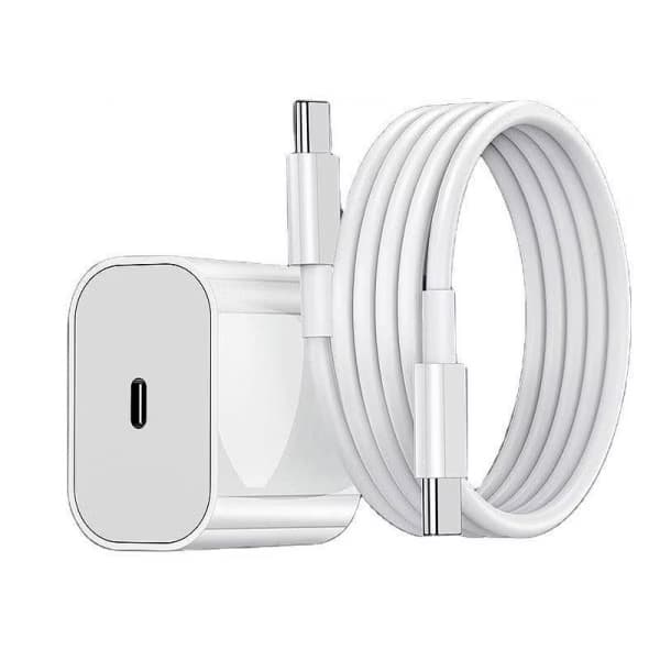 20W Snabbladdare för Samsung med USB-C till USB-C Kabel Vit