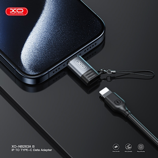 Lightning till USB-C Adapter 27W Snabb laddning & dataöverföring Aluminium