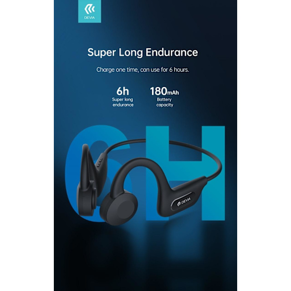 Trådlös Bluetooth Bone Conduction Sports hörlurar Devia Kintone Svart