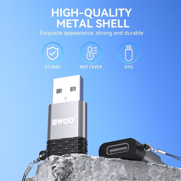 BAWOO USB till USB-C OTG Converter Adapter Kontakt grå