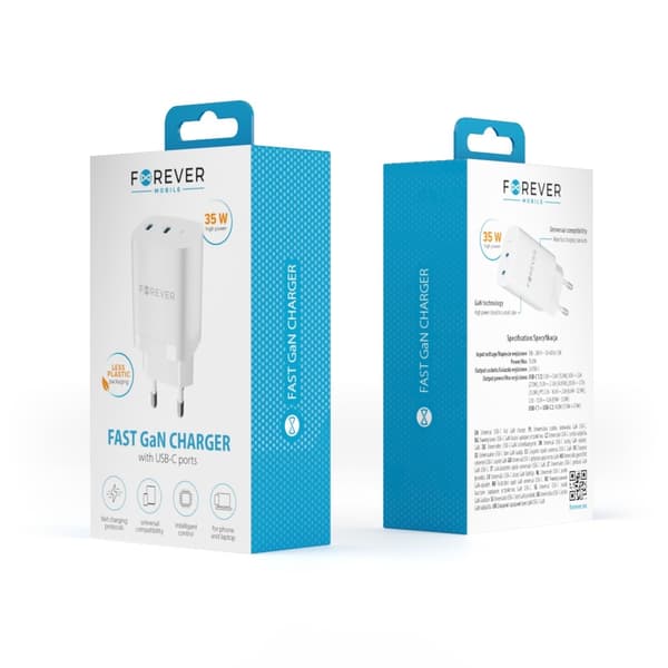 iPhone 18/17/116/15, iPad  kompatibel 35W Snabbladdare PD Dual USB-C Vit