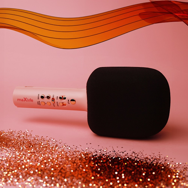 Maxlife MXBM-600 Karaoke Trådlös Mikrofon med Bluetooth-högtalare - Rosa Rosa