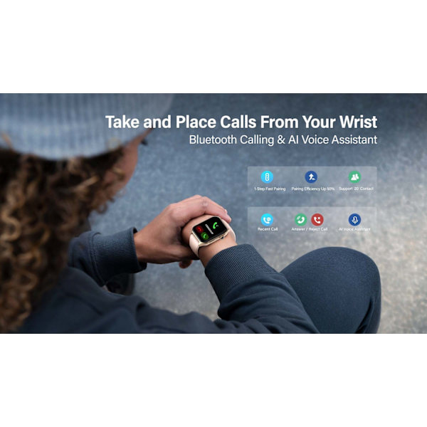 Smartklocka Riversong Motive 9E, Bluetooth-samtal, 2.01" AMOLED Rosa guld