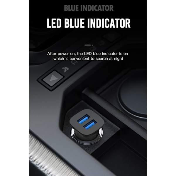 Universal 12W Billaddare Snabbladdning Dual USB 2,4Amp Vit