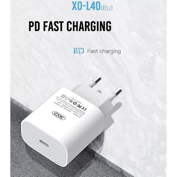 18W PD USB-C Snabbladdare för iPhone 11/12/13/14, Samsung Vit
