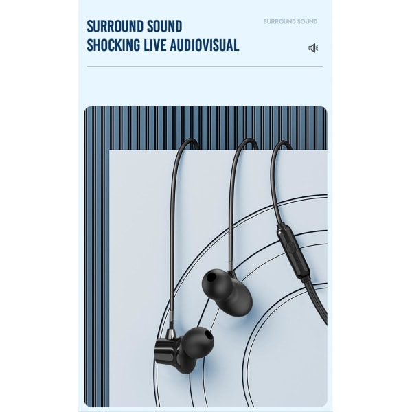 USB-C In-Ear Hörlurar med Mikrofon iPhone 15,16 /Samsung /Android Svart