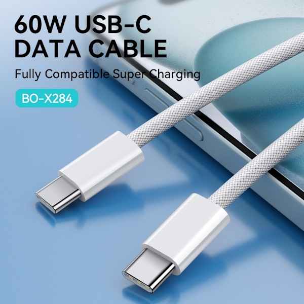 PD Snabbladdning 60W USB-C To USB-C kabel till iPhone15/16 Vit