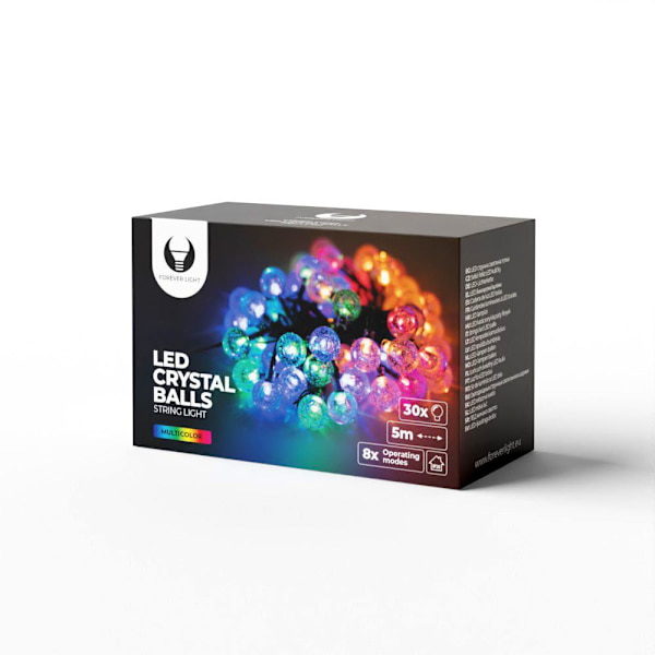 5m Dekorativa 30 Kristallkulor String LED multicolor FOREVER multifärg