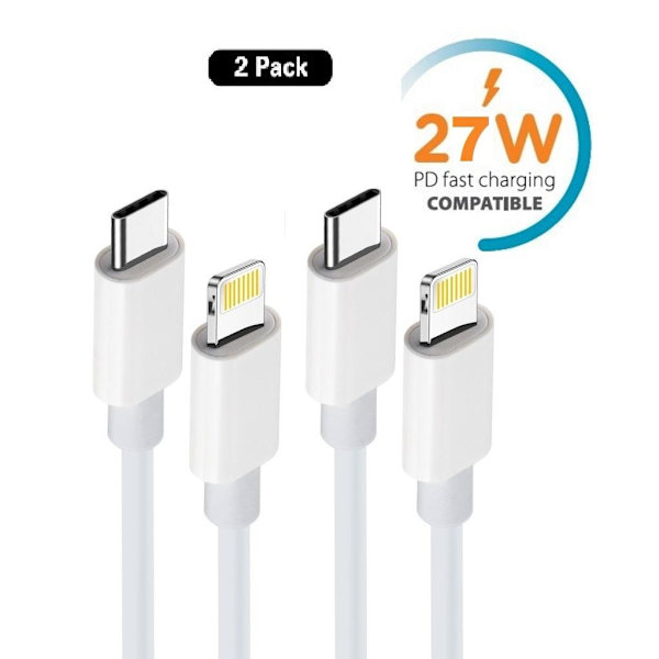 2-PACK Snabbladdning iPhone 27W PD kabel för iPhone 11/12/13 /14 multifärg