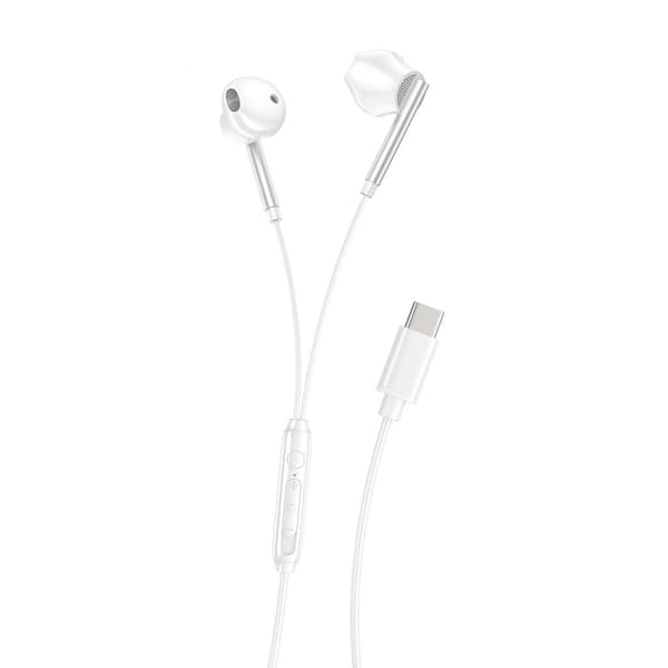 USB-C / TYP-C In-Ear Hörlurar med Mikrofon iPhone 15/16/17/18 /Samsung /Android Vit
