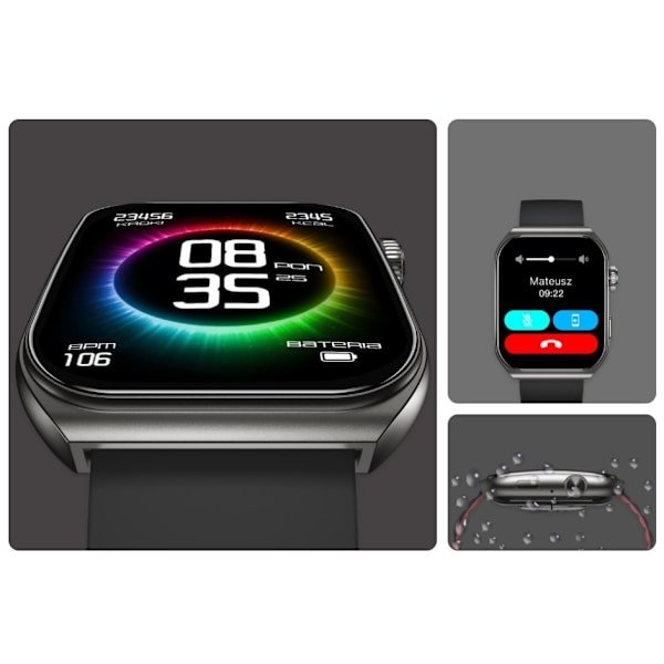 Smartklocka FOREVER Tiron SWM-300 Med Extra Rem Amoled 1,96" Bluetooth-Samtal Svart