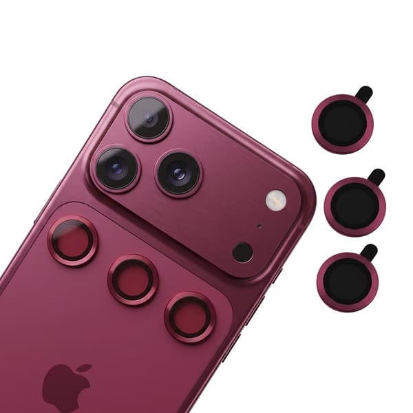 [3-Pack] iPhone 18 Pro – Kameralinsskydd Härdat Glas 9H – Dark Cherry multifärg