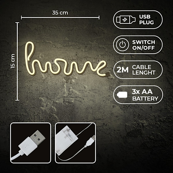 Neon LED HOME Batteri + USB FOREVER Light varm vit Varm vit