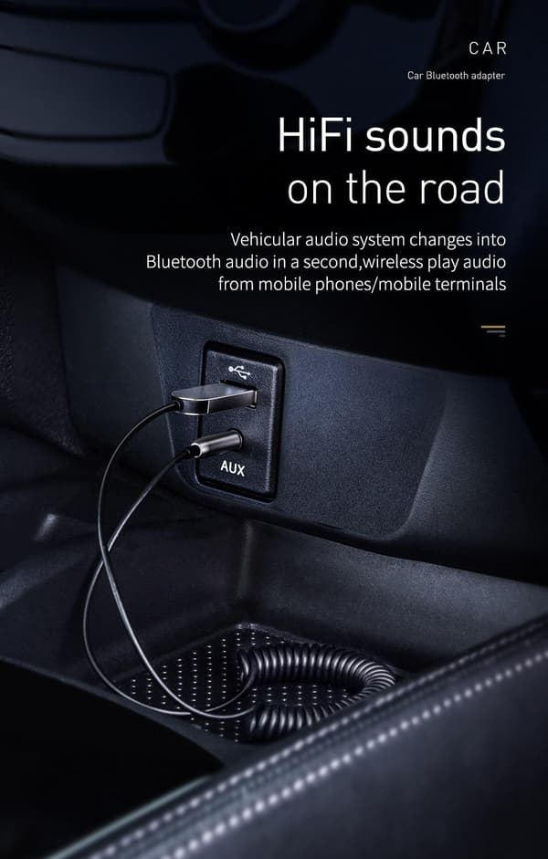 Baseus BA01 USB Bluetooth Sändare Bil AUX 3,5mm Adapter Svart