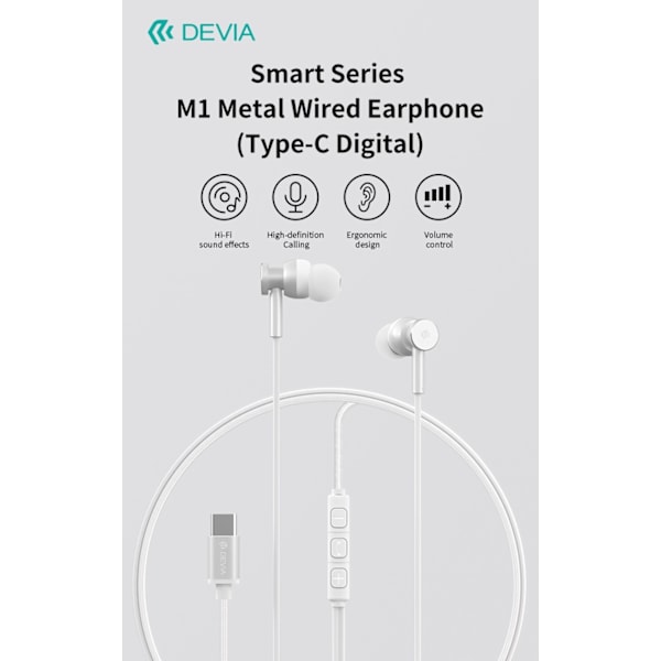 in-Ear USB-C hörlurar för Samsung / iPhone 15, 16 och Mobil med USB-C Kontakt Silver Silver