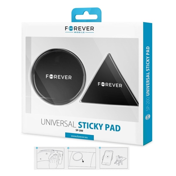 2-PACK Sticky Pad för mobil, tillbehör, Universal - Forever Svart