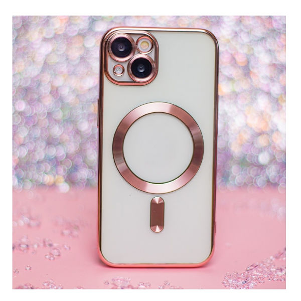 iPhone 15 Pro Max - Elegant Chrome Mjuk Skal MagSafe-kompatibel Rosa guld