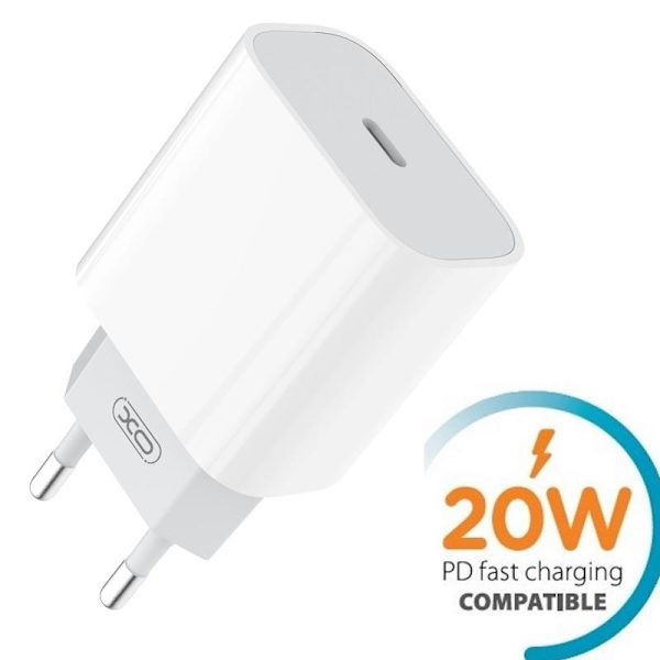 20W PD USB-C Snabbladdare för iPhone 11/12/13/14, Samsung Vit