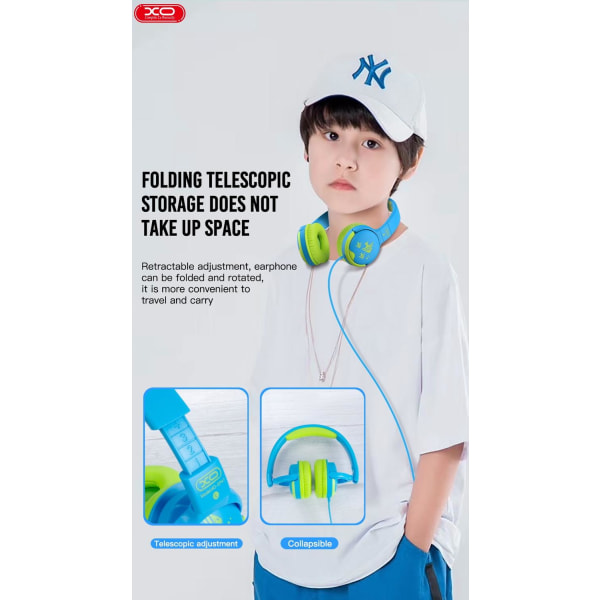 Professionella Wired Kvalitetsljud barn Hörlurar - blå grön MultiColor
