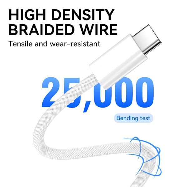 PD Snabbladdning 60W USB-C To USB-C kabel till iPhone15/16 Vit