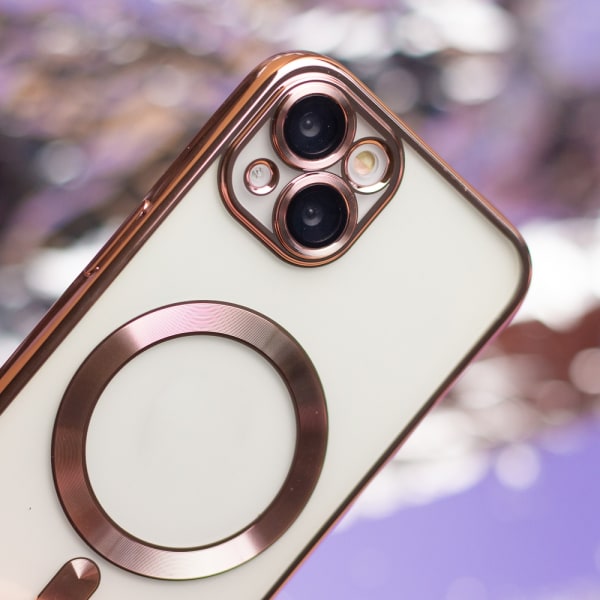 iPhone 15 Pro Max - Elegant Chrome Mjuk Skal MagSafe-kompatibel Rosa guld