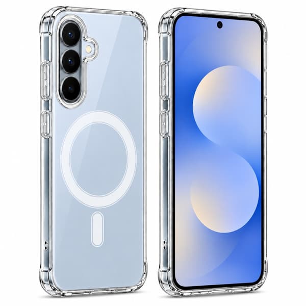 Samsung Galaxy S26 FE / S25 FE - MagSafe Bumper Extra Stöttåligt Skal Transparent