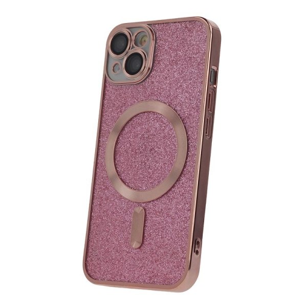 iPhone 14 Pro Max - Magasafe Glitter / Transparent Chrome Skal Rosa