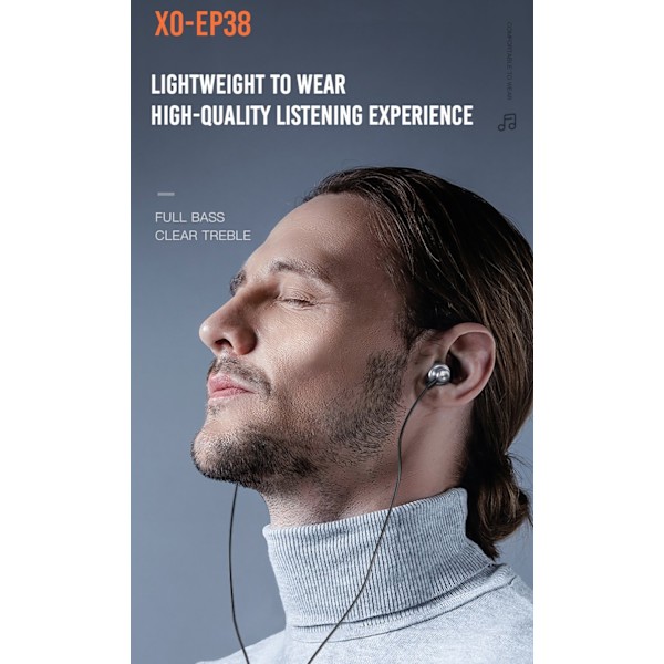XO In-Ear Hörlurar med mikrofon 3,5mm iPhone, Samsung grå