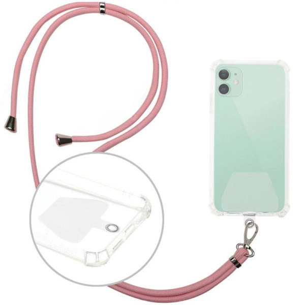 Universal Crossbody Nylon Patch Neck Strap Lanyards Rope Mobile Rosa