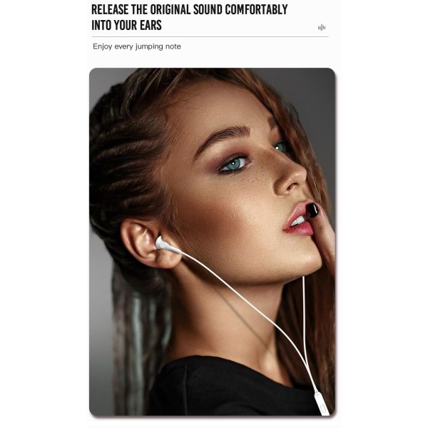 In-Ear Hörlurar med mikrofon 3,5mm Kontakt iPhone, Samsung Vit