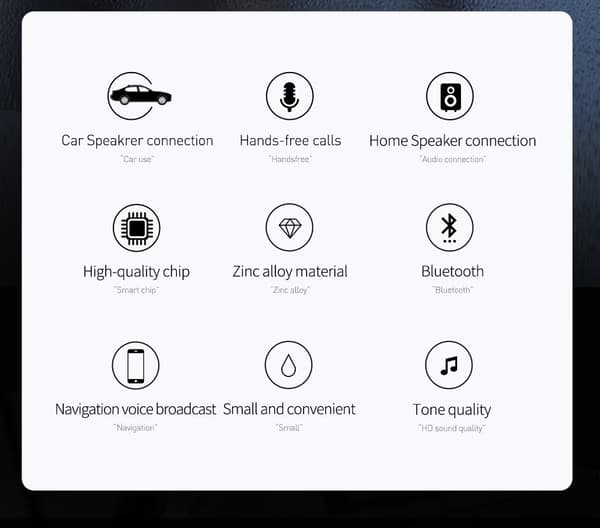 Baseus BA01 USB Bluetooth Sändare Bil AUX 3,5mm Adapter Svart