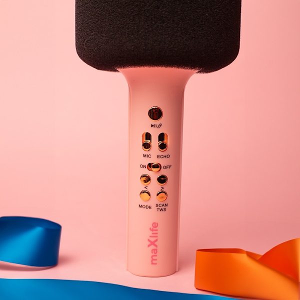 Maxlife MXBM-600 Karaoke Trådlös Mikrofon med Bluetooth-högtalare - Rosa Rosa