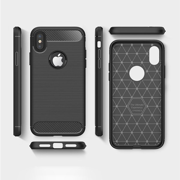 iPhone X / XS - Flexibel Carbon Mjuk TPU Skal - Svart Svart
