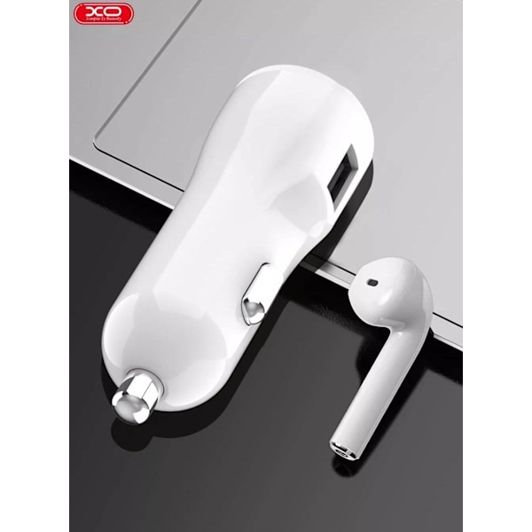 TWS Bluetooth 5.0 Hörlurar med18W Snabb Billaddare - Vit Vit