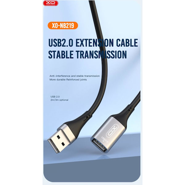 3m XO USB-A Hona till USB-A Hane Förlängningskabel NB219 USB2.0 Svart