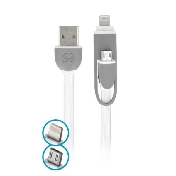 2in1 Lightning + MicroUSB  iPhone kabel för iPhone / iPad Vit