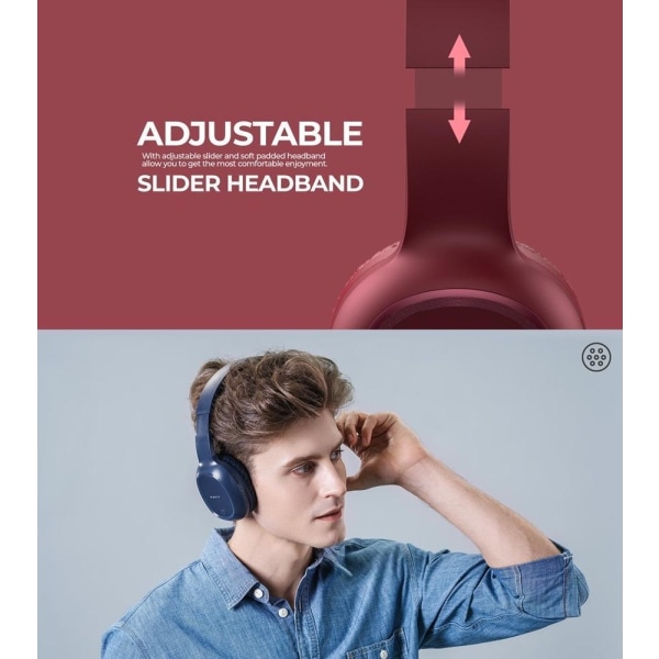 Trådlösa Stereo On-Ear Bluetooth V5.1 Hörlurar AUX/TF/ FM -HAVIT Röd