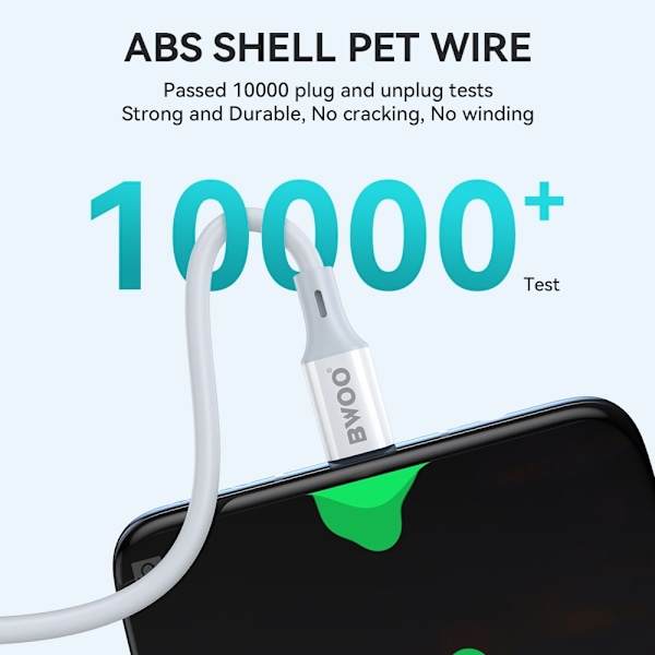 60W USB-C To USB-C PD Premie Snabbladdning kabel iPhone15/16, Samsung Vit