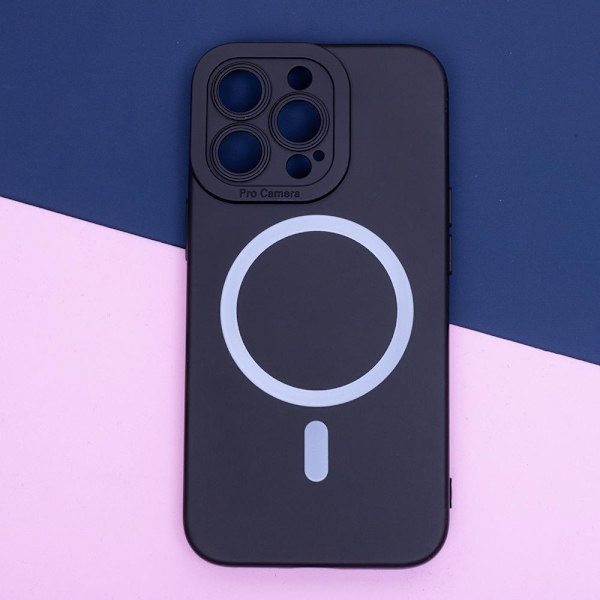 iPhone 15 - Magasafe Silicon Mjuk Skal Svart Svart