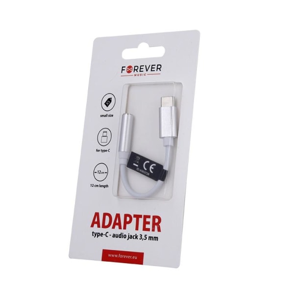 FOREVER USB-C till 3.5mm Audio Adapter Samsung/Andriod Mobiler White