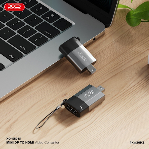 Mini Displayport till HDMI 4K 30HZ adapter för video ljudöverföring XO grå