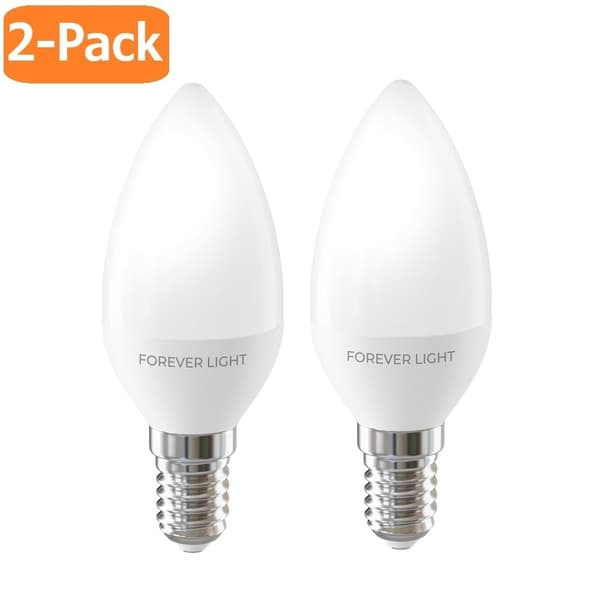 [2-PACK] Forever Light LED E14 C37 Glödlampa 4.8W 630lm 4000K Neutralvit 50W Ekvivalent Vit